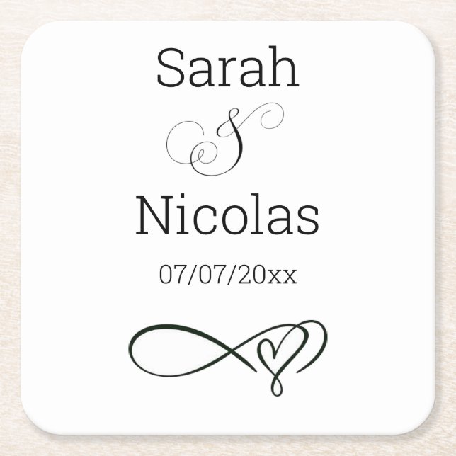 Wedding coasters personalised minimalist  (Front)