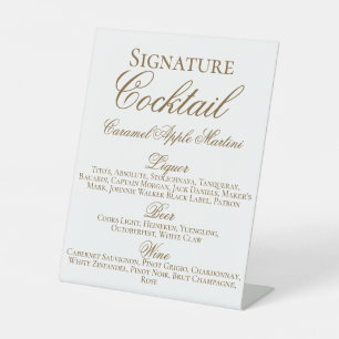 Wedding Cocktail/Bar Menu Pedestal Sign
