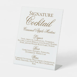 Wedding Cocktail/Bar Menu Pedestal Sign