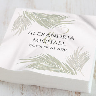 Wedding Cocktail Elegant Greenery Palm Leaves Napkin