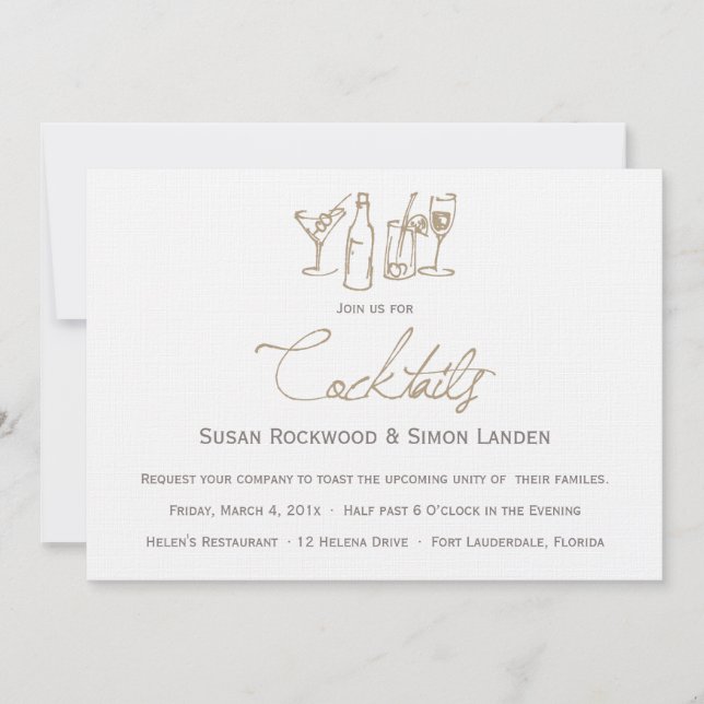 Wedding Cocktail Invitations  |  Brown (Front)
