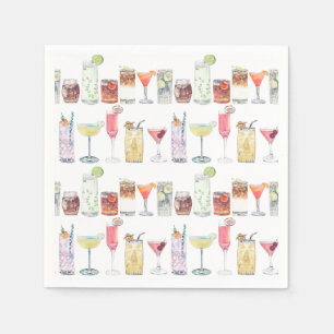 Wedding Cocktail Napkins Illustrated Cocktail Hour