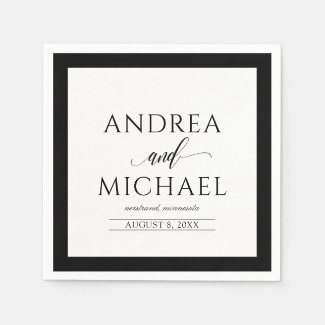 Wedding Cocktail Napkins | Luxe Calligraphy (Black (Front)