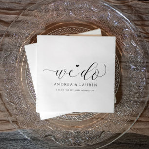 Wedding Cocktail Napkins Simple Elegant Script