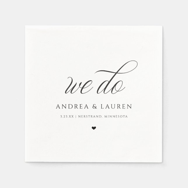 Wedding Cocktail Napkins Simple Luxury Elegant (Front)