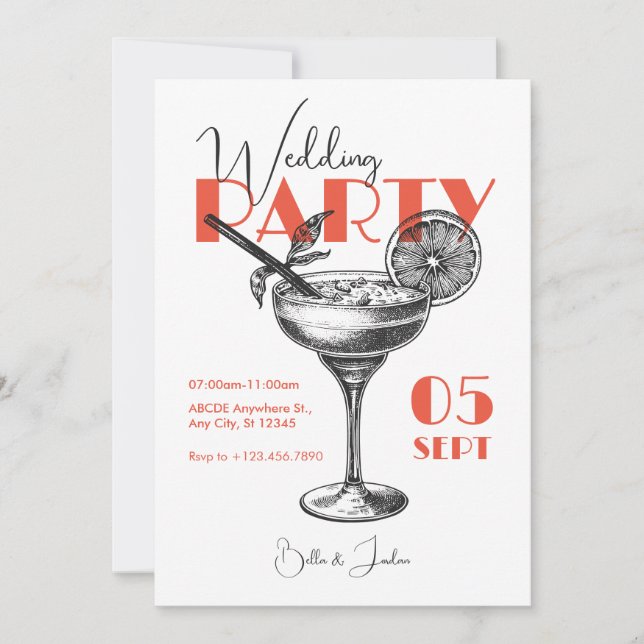Wedding cocktail Party  Invitation (Front)