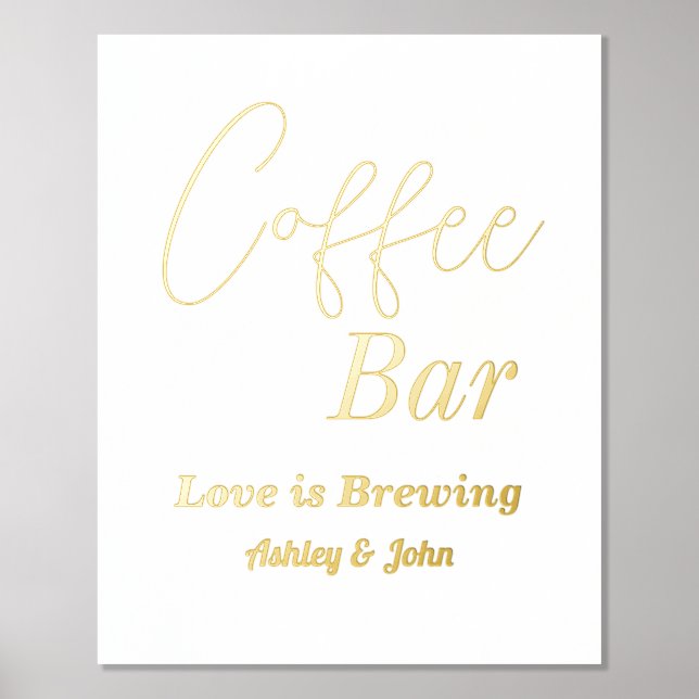 Wedding Coffee Bar Gold White  Foil Prints (Front)