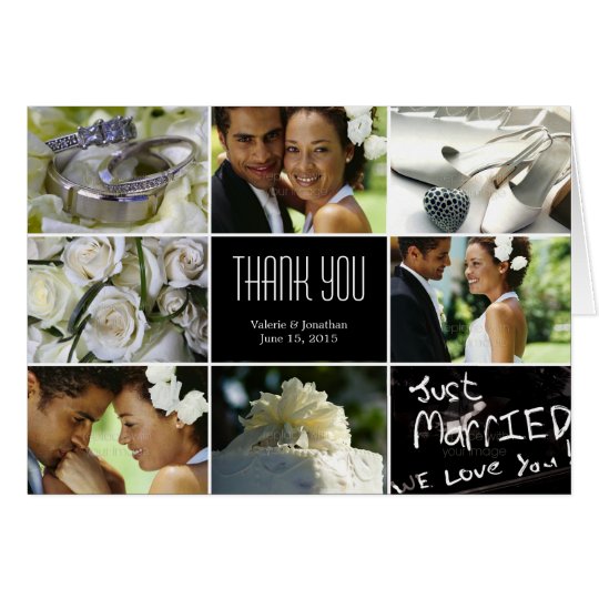 Wedding Collage Thank You Card - Black