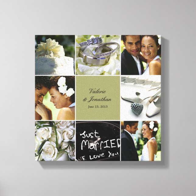Wedding Collage Wrapped Canvas - Custom Colour (Front)
