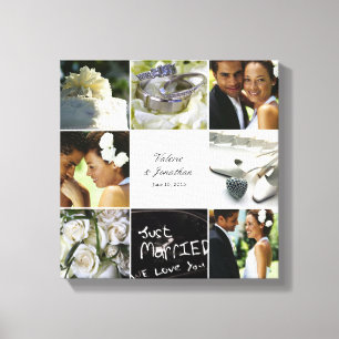 Wedding Collage Wrapped Canvas - White