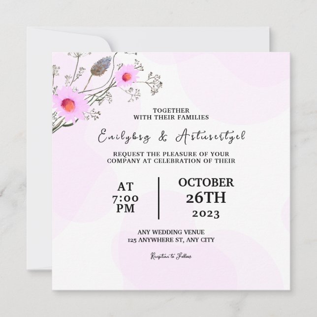 Wedding Colour Flower Card Invitation Design Vecto (Front)