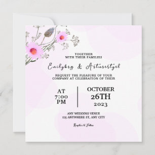 Wedding Colour Flower Card Invitation Design Vecto