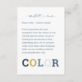 Wedding Colour Palette Attire Dress Code Enclosure Card