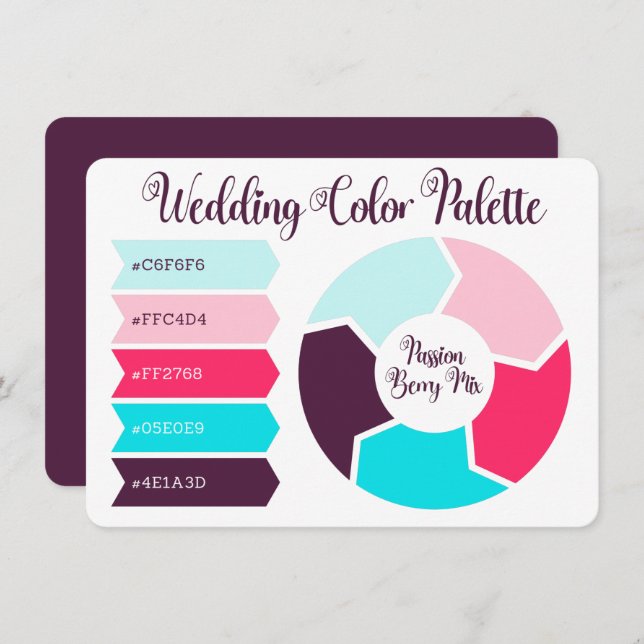 Wedding Colour Palette Card with Hex Colour Codes  (Front/Back)