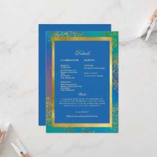 Wedding Colourful Blue & Gold Royal Invitation
