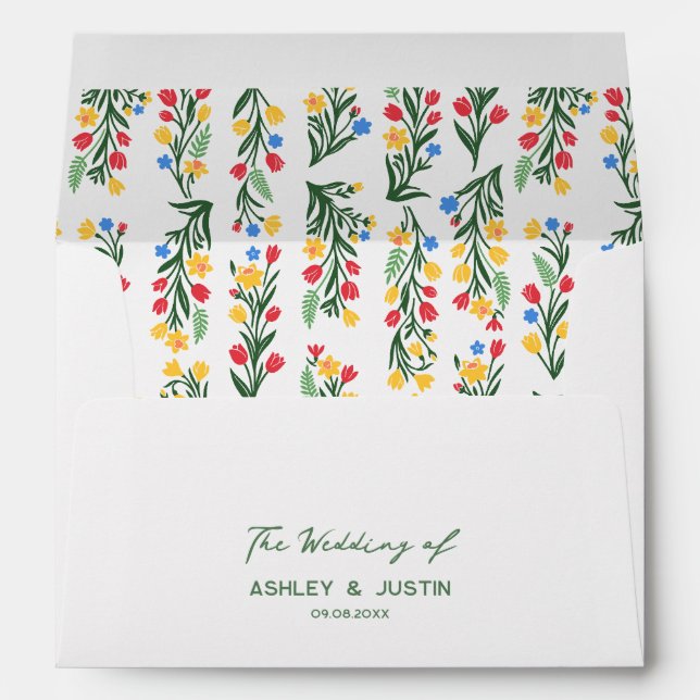 Wedding Colourful Wildflower Invitation Custom Envelope (Back (Bottom))