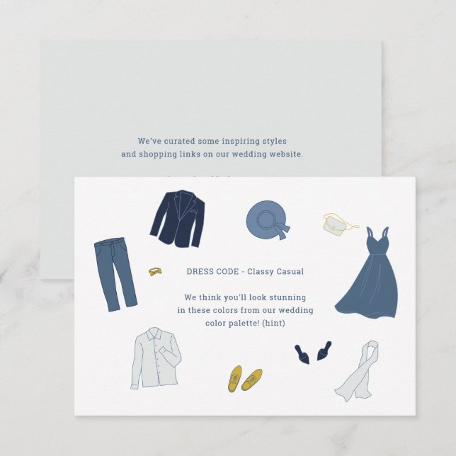 Wedding Colours & Dress Code Clothing Illustration Enclosure Card (Front/Back)