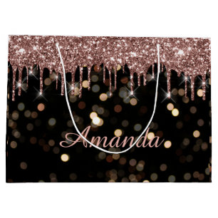 Wedding Confetti Luxury Rose Glitter Drips Name Large Gift Bag