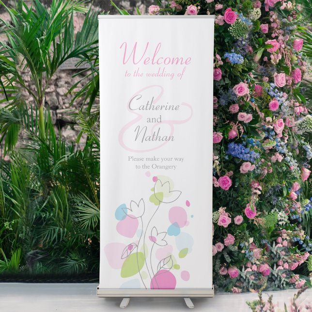 Wedding confetti pink green blue welcome banner (Creator Uploaded)
