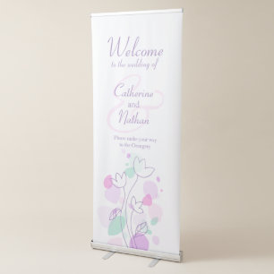Wedding confetti pink green purple welcome banner