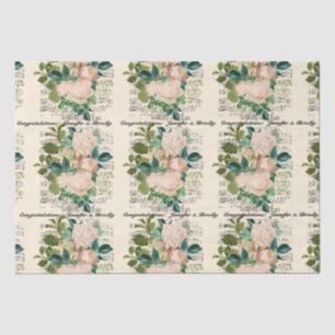 Wedding Congratulations Add Names Rose Ephemera Tissue Paper