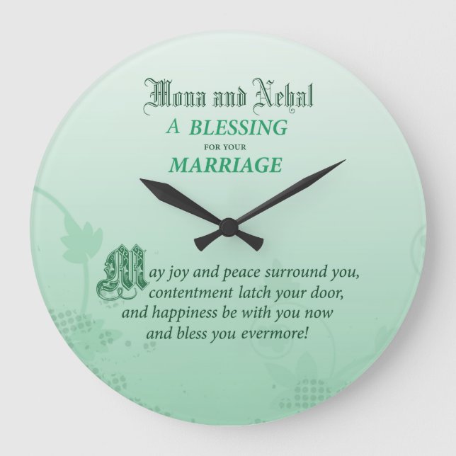 Wedding Congratulations Blessing Customisable Name Large Clock (Front)
