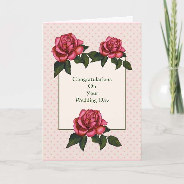 Wedding Congratulations: Christian: Pink Roses Card (Front)