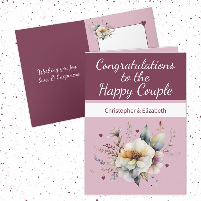 Wedding Congratulations couple floral pink Card (Creator Uploaded)