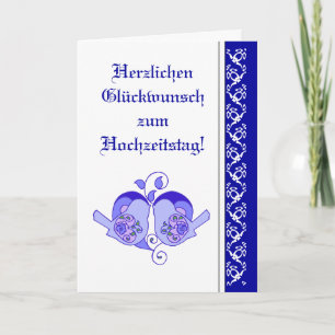 Wedding Congratulations Floral Heart Bird German Card