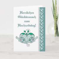 Wedding Congratulations Floral Heart Bird German