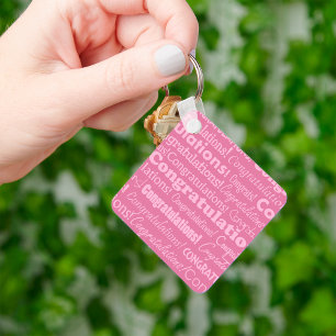 Wedding Congratulations In Pink Keychain