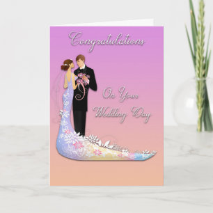 Wedding Congratulations Married Couple Drawing Card