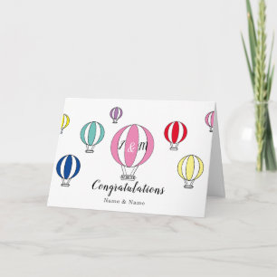 Wedding congratulations rainbow hot air balloons card