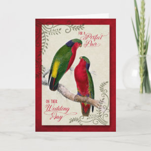 Wedding Congratulations Vintage Lorikeet Parrots Card