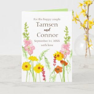 Wedding Congratulations Wildflowers Personalised Card
