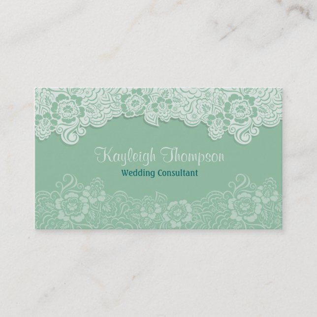 Wedding Consultant - Mint Lace Business Card (Front)