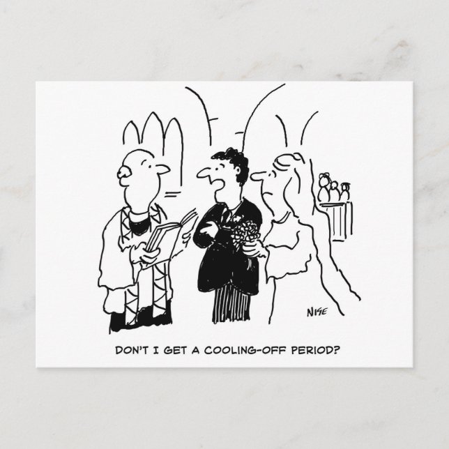Wedding Cooling-off Period Funny Postcard (Front)
