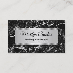 Wedding Coordinator Classy Black Marble Background Business Card