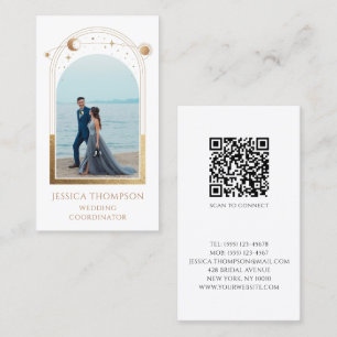 Wedding Coordinator Photo White Gold Celestial Business Card