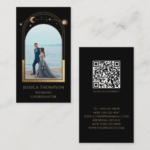 Wedding Coordinator Photo White Gold Celestial Business Card