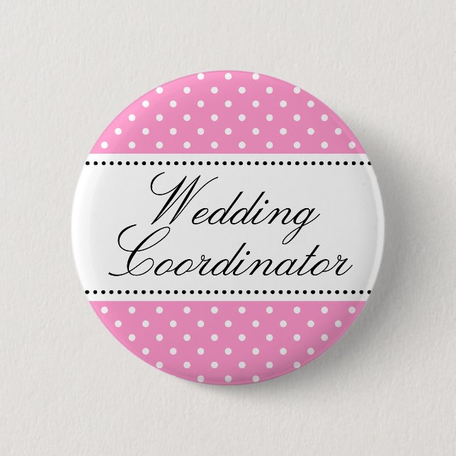 Wedding coordinator pinback buttons | Pink (Front)