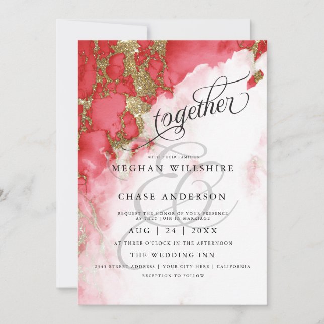 WEDDING | Coral Geode Watercolor BarefootBride™ (Front)