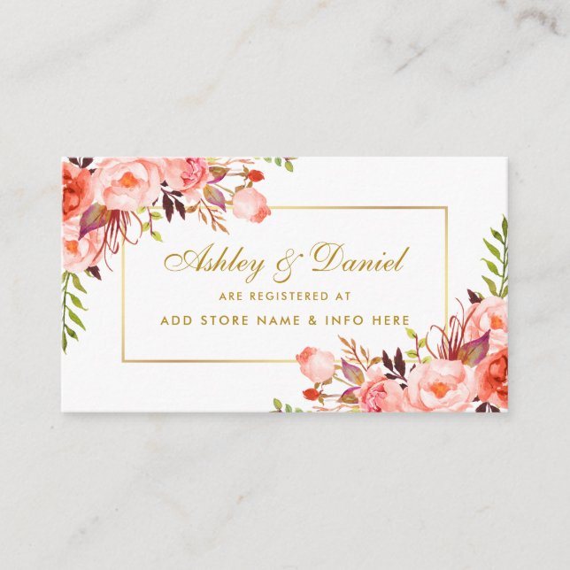 Wedding Coral Gold Registry Insert Card (Front)