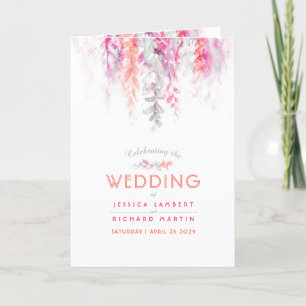 Wedding coral red orange green flower art program programme
