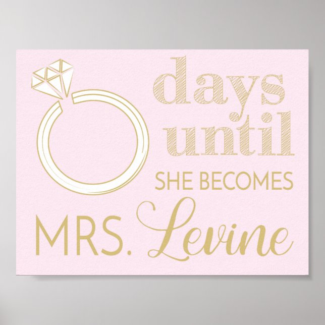 Wedding Countdown Sign, Write and Wipe Countdown Poster (Front)