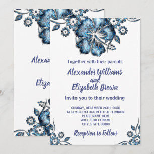 Wedding Country Chic Blue Flower Invitation