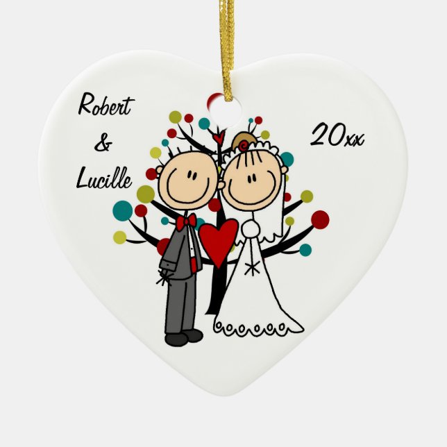Wedding Couple 1st Christmas Personalised Ornament (Front)