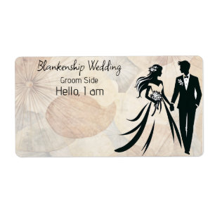 Wedding Couple Abstract Background Label Name Tag