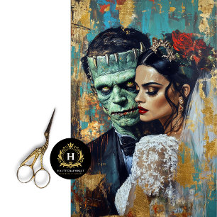 Wedding Couple Bride of Frankenstein Decoupage Tissue Paper