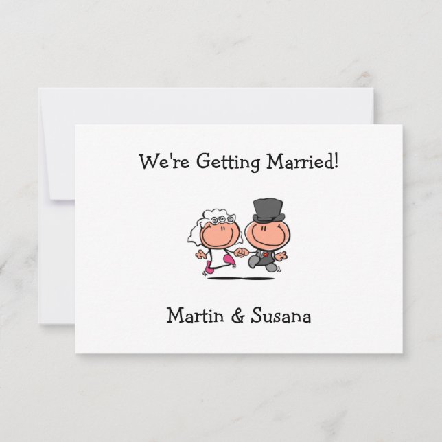Wedding couple cartoon Invitation (Front)